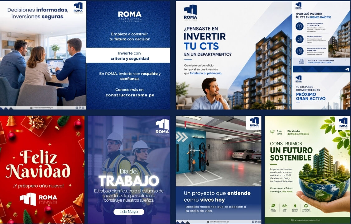 Piezas de redes sociales para un proyecto inmobiliario en venta